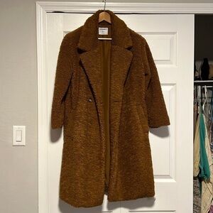 Old Navy Long Double-breasted Sherpa Teddy Coat - M P